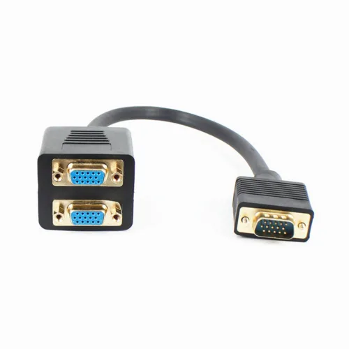 Vista 3 de Divisor de cable de vídeo VGA de 2 puertos 1 en 2 salidas ordenador portátil portátil tarjeta gráfica externa VGA monitor proyector adaptador