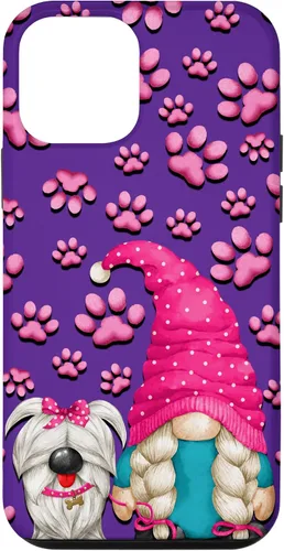 Vista 15 de iPhone 11 - Cosas de gnomo púrpura para mujer, patrón de pata rosa para perro, mamá