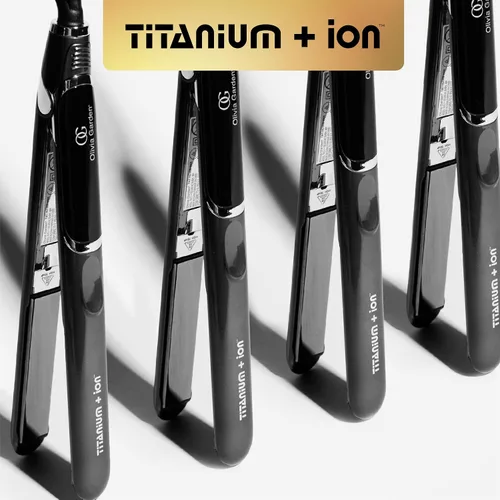 Vista 5 de Olivia Garden Titanium + Ion Professional Flat Iron - Hair Straightener for All Hair Types - Includes Heat-Resistant Mat - 3D Floating Plates