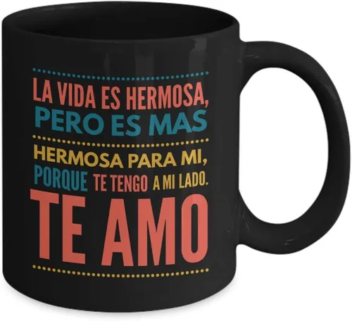 Vista 2 de Taza de Café Te Amo Vaso, taza de café divertidas, tazas personalizadas, taza de café inspiradoras, taza con mensajes positivos.