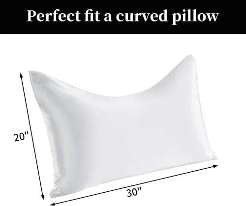 Vista 2 de HOMBYS Juego de 2 fundas de almohada curvadas de tamaño Queen (97% poliéster, 3% elastano), funda con cremallera, suave, suave y transpirable