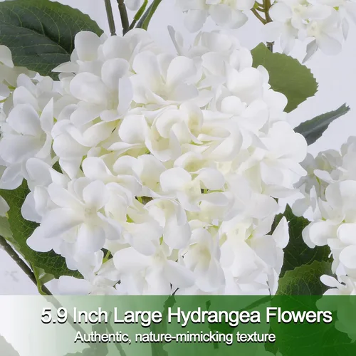 Vista 6 de GTIDEA Paquete de 2 hortensias artificiales de 3.5 pies para exteriores, árbol falso con espigas, arbustos de hortensias sintéticas, árbol de flores