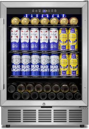 Vista 10 de Refrigerador de bebidas de 17 pulgadas de ancho – Enfriador de bebidas para 126 latas con puerta de vidrio Mini refrigerador de cerveza