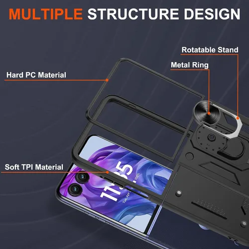 Vista 6 de Funda protectora para Motorola Razr+ Plus 2024/Razr+ Plus 2025, resistente a prueba de golpes con rotación de 360° con soporte de metal