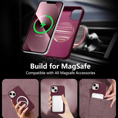 Vista 314 de Funda magnética de silicona para iPhone 13 Pro, color blanco antiguo [Compatible con Magsafe] [Forro de microfibra suave antiarañazos], funda