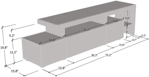 Vista 6 de Meble Furniture Indisio - Soporte de TV moderno de 73 pulgadas