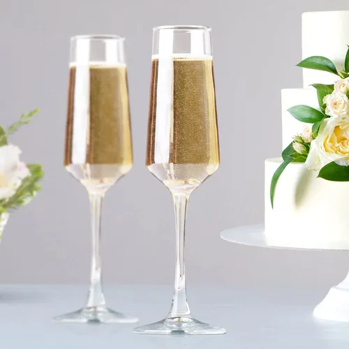 Vista 6 de PARACITY Copas de champán, juego de 2 copas de champán, elegantes copas de champán de vidrio de 8.5 onzas, regalo para cumpleaños, boda, Navidad #1