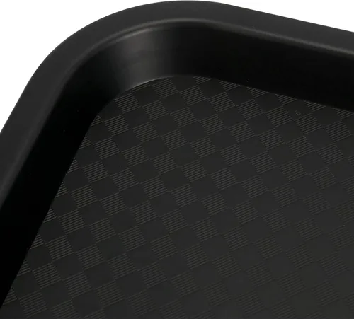 Vista 5 de Paquete de 10 bandejas de plástico negro para comida rápida, bandejas de plástico para cafeterías de 14 x 10 pulgadas con superficie texturizada