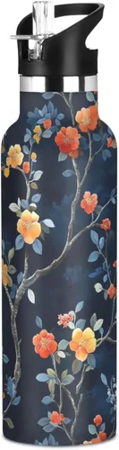Vista 23 de Flowers Vacuum Insulated Sports Water Bottle Keeps Hot and Cold with Straw Leakproof BPA Free for Gym Sports 08