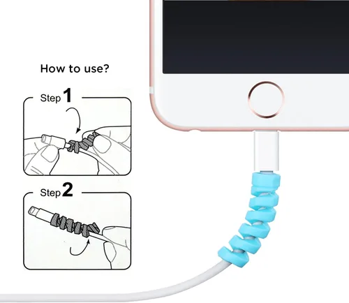 Vista 6 de Jetec 12 protectores de cable de carga en espiral de silicona para cables micro USB, protector de ratón, apto para teléfonos celulares, computadoras