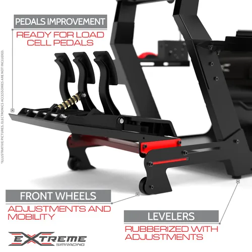 Vista 6 de Extreme Sim Racing Wheel Stand Advanced Cockpit P1 Black Edition Racing Simulator For Logitech G29, G920, G923 Thrustmaster Fanatec Simagic - DIRECT
