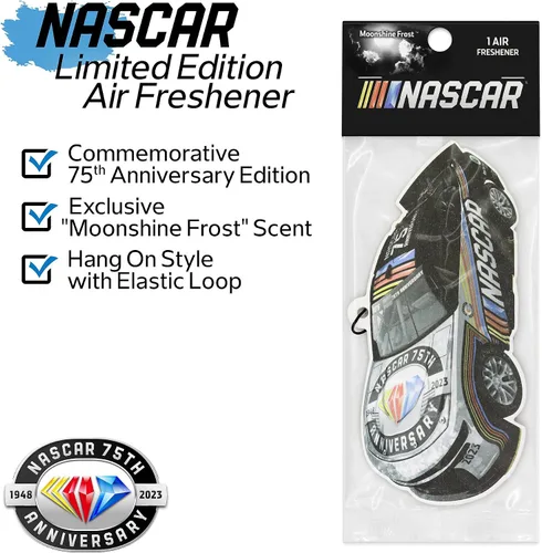 Vista 2 de NASCAR 75th Anniversary - Ambientadores colgantes para automóvil, edición limitada, aroma Moonshine Frost (paquete de 3), eliminador de olores
