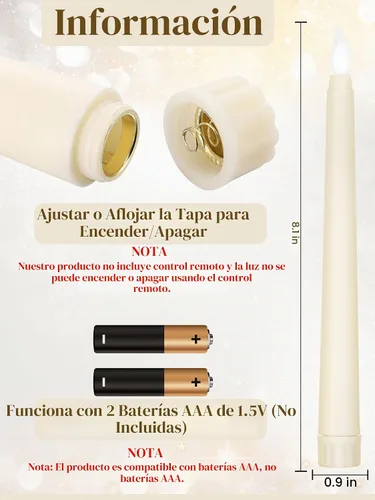 Vista 2 de Funtery 48 velas LED sin llama, marfil, 8 pulgadas, estilo compacto