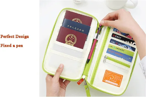Vista 7 de P.travel Cartera impermeable para pasaporte de viaje y tarjetero de crédito, bolsa para documentos, bolsa pequeña con bolsillos con cremallera