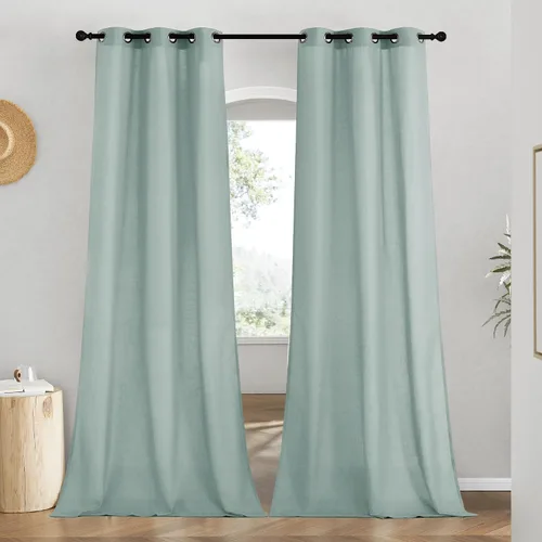 Vista 135 de NICETOWN - Cortinas de lino angora para ventana de cocina sobre el fregadero, con ojales, lino grueso angora, tratamientos cortos para ventanas