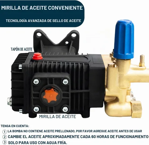 Vista 5 de Hourleey Bomba de lavado a presión, 4400PSI 4GPM Bomba horizontal de émbolo triple de 1 pulgada, kit de bomba de presión de repuesto, compatible