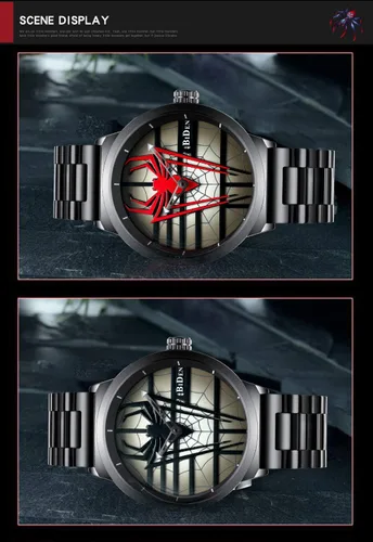 Vista 7 de Gosasa Reloj de pulsera de hombre araña de lujo de acero inoxidable para hombre