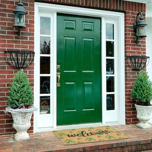 Vista 6 de XuoAz St. Patrick's-Day-Clovers-Welcome-Mats Outdoor Entrance Green-Shamrock-Outdoor-Felpudo antideslizante de fibra de coco para la decoración