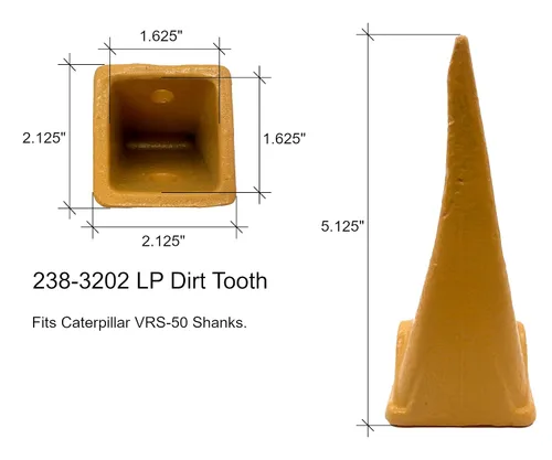 Vista 2 de Mini excavadora cubo largo mugre dentado, 238-3202 LP, se adapta a CAT VRS-50 (1)