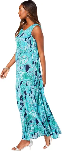 Vista 4 de Roamans Vestido arrugado sin mangas para mujer talla grande