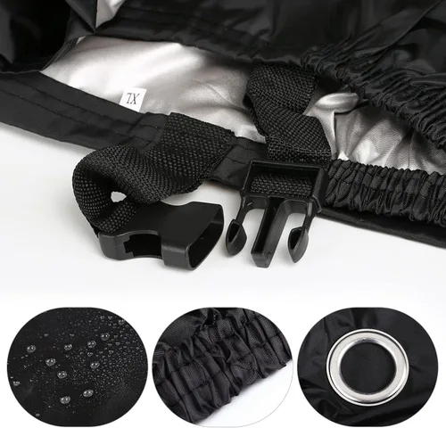 Vista 3 de LIHAO cobertor de motocicleta black, rain cover, UV dust protection, elastic hem, buckle strap, lock holes, moped cover, dirt bike cover