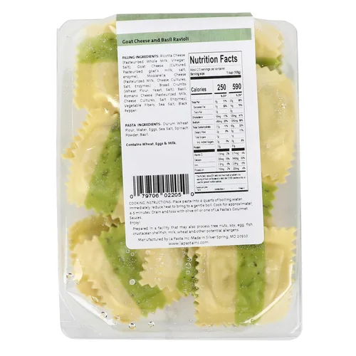 Vista 2 de Ravioles de queso de cabra y albahaca La Pasta (caja de 8)
