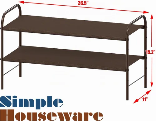 Vista 3 de Simple Houseware Organizador de almacenamiento de 2 niveles, 12 pares Bronce