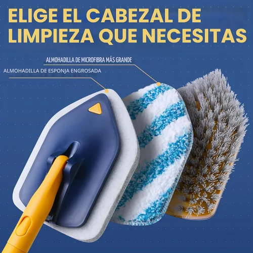 Vista 3 de BOOMJOY Cepillo limpiador de tina con mango largo, extensible de 58 pulgadas 3 en 1 Cepillo limpiador de bañera con mango largo, cepillo de limpieza