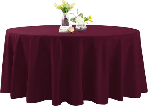 Vista 127 de Mantel de poliéster lavable de 132 pulgadas, resistente a las manchas y a las arrugas, mantel decorativo para mesa de comedor, fiestas de bufé