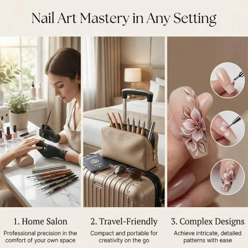Vista 4 de 5PCS Nail Art Liner Brushes, 0.236/0.354/0.472/0.591/0.709 in Pinceles Negro