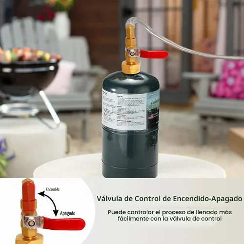 Vista 4 de Adaptador de propano para tanques de 1 libra con medidor de tanque y válvula de control, manguera de acero inoxidable de repuesto de propano de 3