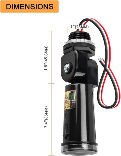 Vista 3 de Paquete de 2 sensores de anochecer a amanecer para iluminación exterior, interruptor fotoeléctrico de 120-277V, sensor de luz de fotocélula cableado