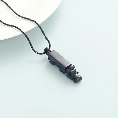 Vista 4 de Imrsanl Collar de urna para cenizas para hombres adultos de acero inoxidable con diseño de camión de 18 ruedas, joyería de cremación, colgante