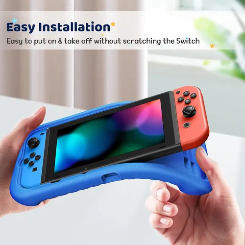 Vista 7 de Fintie Kids Case Compatible with Nintendo Switch w2 Game Card Slots - Ultralight Shockproof Protective Cover with Ergonomic Grip, Kids Friendly Grip