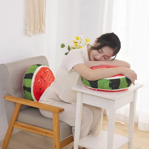 Vista 3 de Fruit Pillow Home - Cojín redondo con forma de cojín de felpa (13 pulgadas, marrón, estaca)