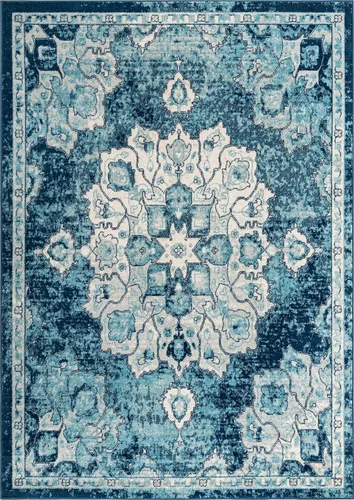 Vista 39 de Unique Loom Parker Collection - Alfombra de área Kokulu (2 x 3 pies, rectangular, aguamarina/beige)