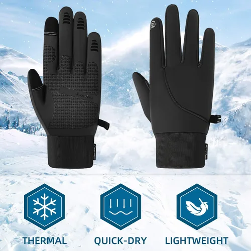 Vista 3 de Guantes de invierno para hombre, guantes térmicos impermeables, para clima frío, guantes de correr para hombres y mujeres, guantes de invierno