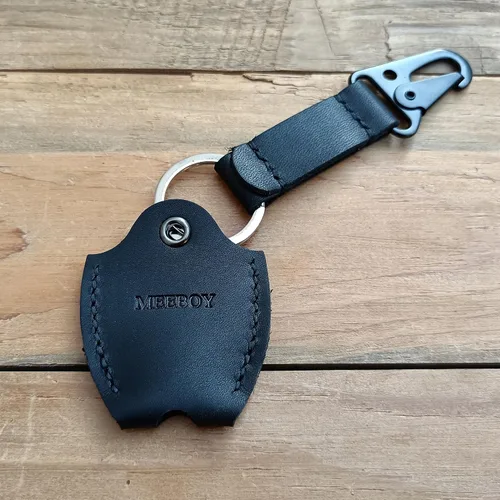 Vista 8 de Funda de cuero hecha a mano para llave de coche para llave rota Funda para llave de coche para hombres y mujeres (Negro)