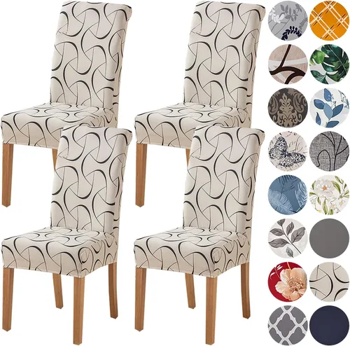 Vista 43 de HZDHCLH Juego de 4 fundas para sillas de comedor color burdeos, fundas elásticas de elastano para sillas Parsons, paquete de 4, fundas de asiento