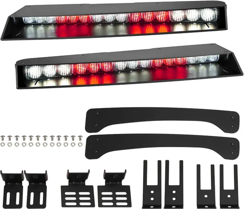 Vista 9 de ASPL Barra de luces para visera de 2 a 15 LED, 29 patrones de destello, interior superior de parabrisas, montaje dividido, luz estroboscópica