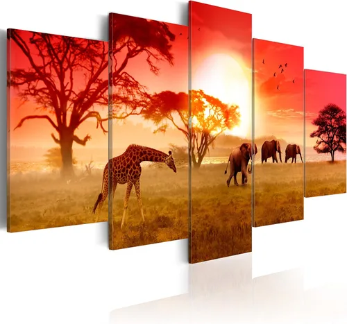 Vista 48 de artgeist Lienzo acústico para pared, diseño de África, 40 x 20 pulgadas, 5 piezas con impresión de sonido de espuma acústica, sala de arte de África