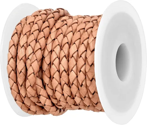 Vista 10 de GENIQUE Cordón de Cuero Trenzado Redondo Genuino, Cuerda de Cuero para Manualidades, Hacer Joyería, Collares, Pulseras (5 Metros)