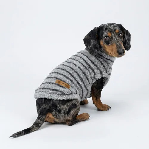Vista 2 de Fitwarm 2 Pack Suéter de forro polar a rayas para perro, ropa de invierno cálida para perros pequeños, niño o niña, atuendo de peluche
