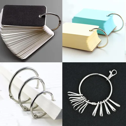 Vista 6 de Paquete de 40 anillos de carpeta de 1.5 pulgadas, anillos de hojas sueltas, anillos de libro, anillos de metal para llavero, anillos de metal