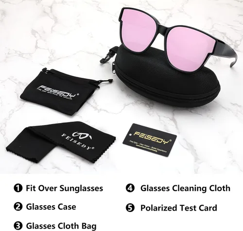 Vista 7 de FEISEDY Oversized Polarized Fit Over Sunglasses Trendy Cat Eye Wear Over Eyewear Glasses UV400 Protection B2922