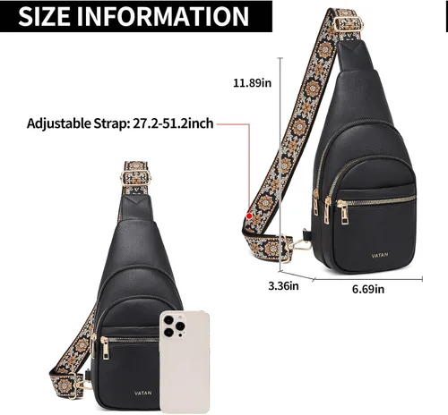 Vista 2 de VATAN Small Sling Bag for Women Leather Crossbody Bags Fanny Pack Crossbody Chest Bags Purse