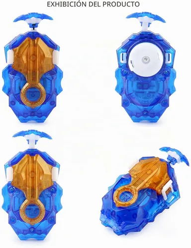 Vista 2 de DYT Battling Tops Burst B 184 Custom Bey Launcher LR Left Right Spin DB Layer System , B 11 Launcher Grip Metal Azul