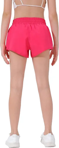 Vista 3 de Aurefin Pantalones cortos deportivos para niñas, pantalones cortos ligeros para correr para adolescentes, niñas, pantalones cortos deportivos