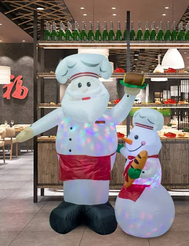 Vista 3 de AJY Combinación inflable gigante de chef y muñeco de nieve de 6 pies