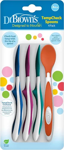Vista 8 de Dr. Brown's TempCheck - Cucharas que cambian de color de temperatura para bebés y niños pequeños, sin BPA, 4 unidades (paquete de 12)
